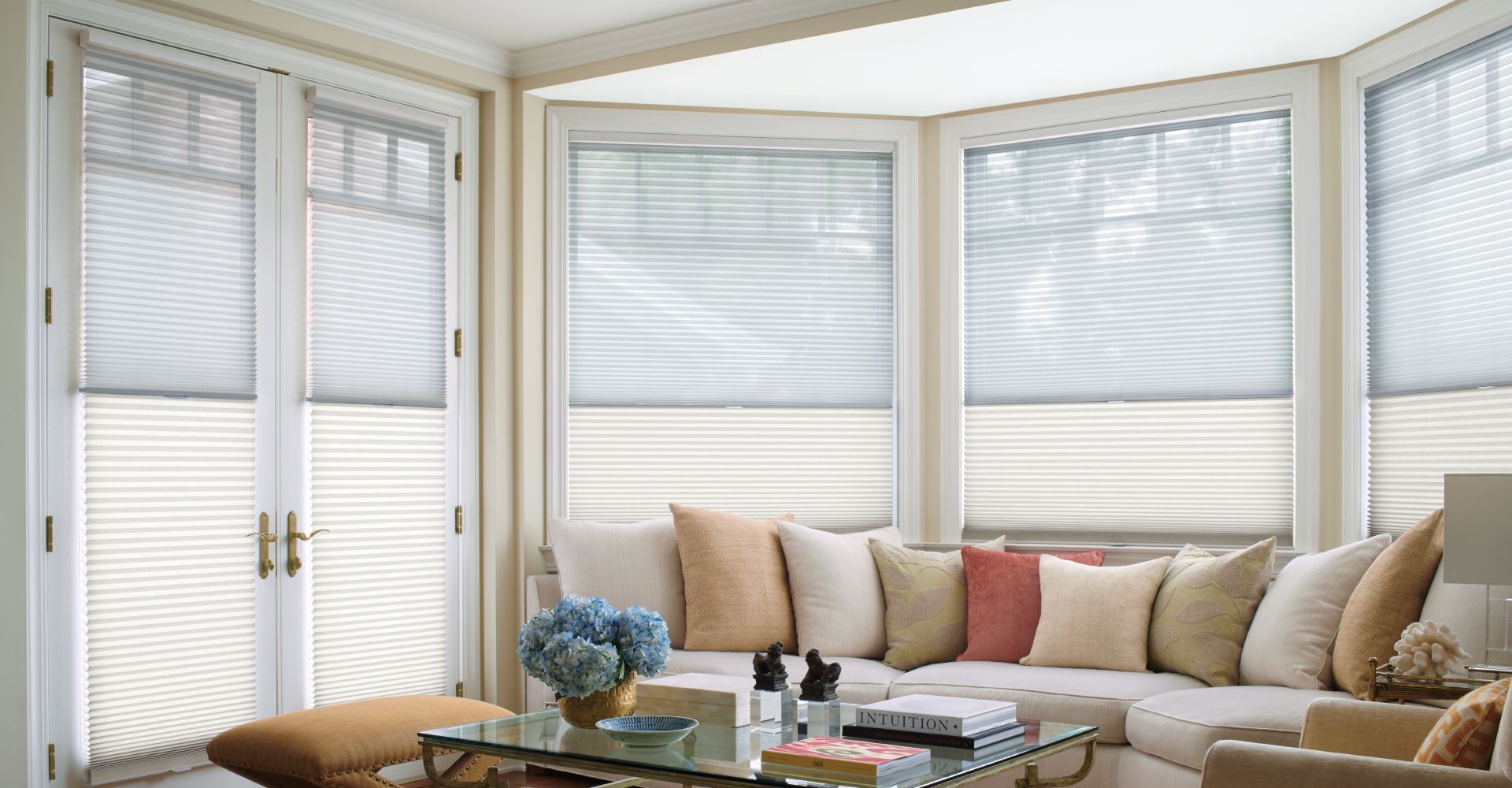 Living room scene showcasing window treatments